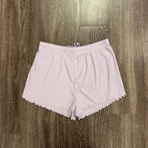 EUC WSLY Ribbed Shorts Size Medium Lavender Drawstring Lounge Pajama Pants - Picture 12 of 14